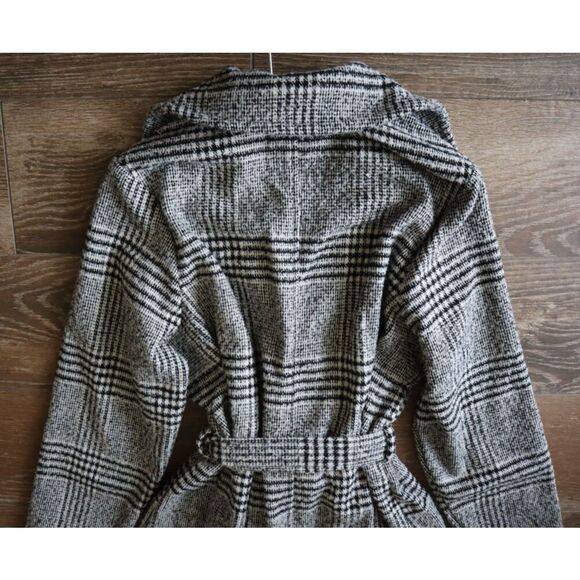 Old Navy 809503-001 Women's Sz XL Black Plaid Belted Overcoat - Picture 9 of 13